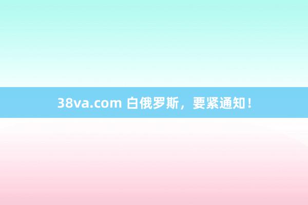38va.com 白俄罗斯，要紧通知！